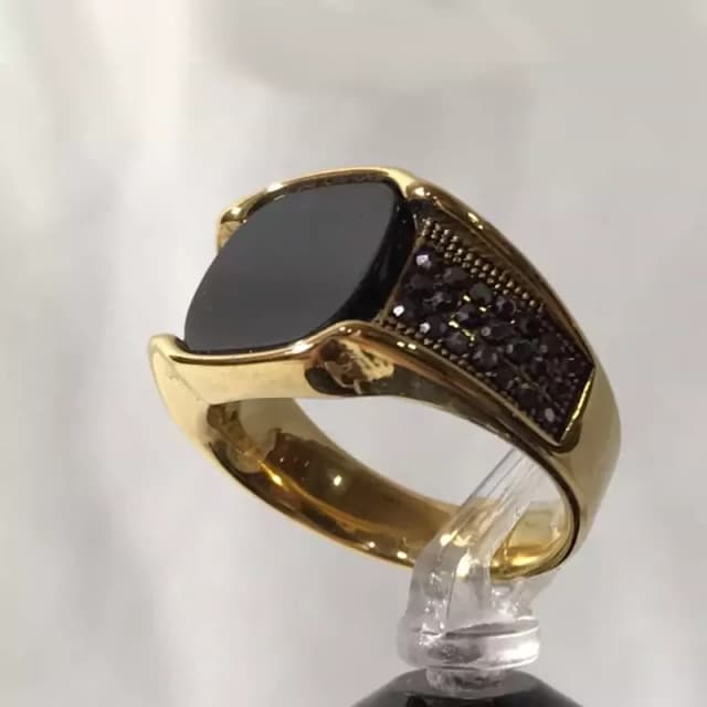 انگشتر مردانه نگین دار،انگشتر استیل مردانه نگین مشکی