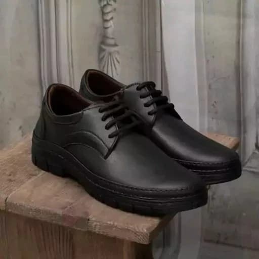 کفش رسمی مردانه مشکی بند دار طبی اداری سبلان