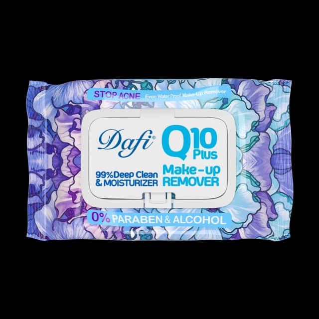 دستمال مرطوب پاک کننده آرایش دافی مدل Q10 طرح گل 1 50 عددی