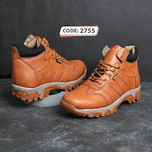 نیم بوت کلارک بندی آجری بغل طرح دار (کد2755)