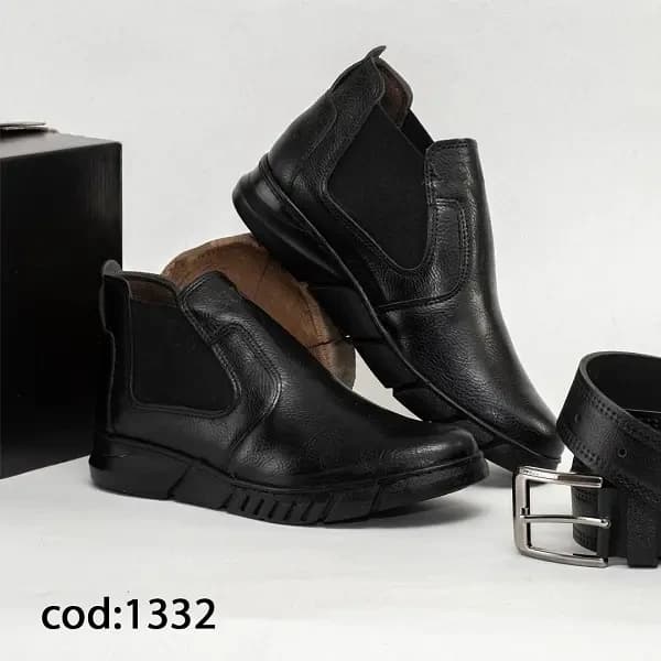 نیم بوت مردانه تمام مشکی بغل کش GUCCI (کد 1332)