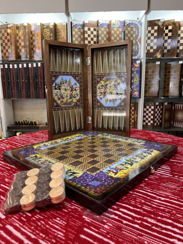 تخته نرد و شطرنج دور چوب کف ام دی اف مدل ابرو بادی