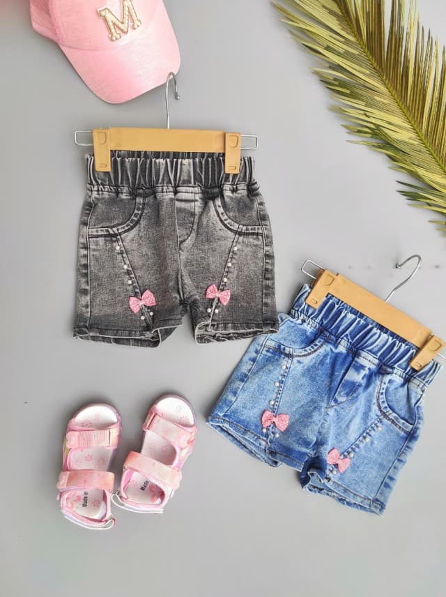 شورتک جین پاپیونی تمام کش بچگانه