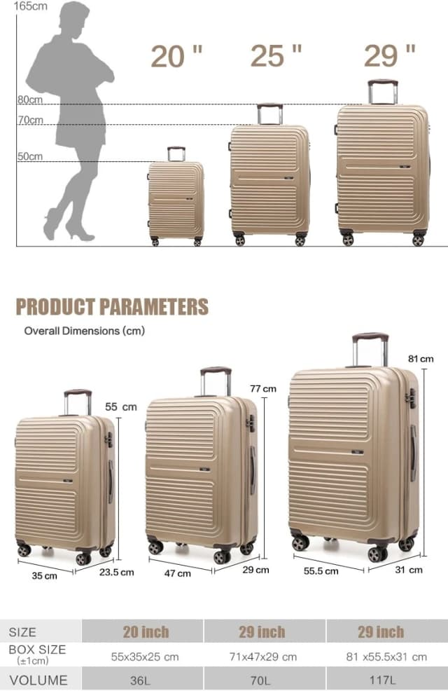 چمدان گابی بژ هاردکیس نشکن ۲۸۳۹