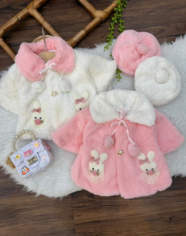 کد ۱۷۲۷ ست کلاه و کت خز وارداتی طرح خرگوش زیبا