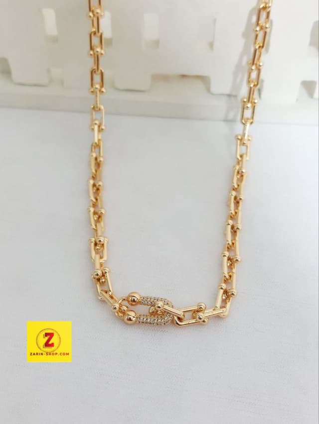 گردنبند زنانه مارک دار نگینی تیفانی طلایی کد۴۵۴