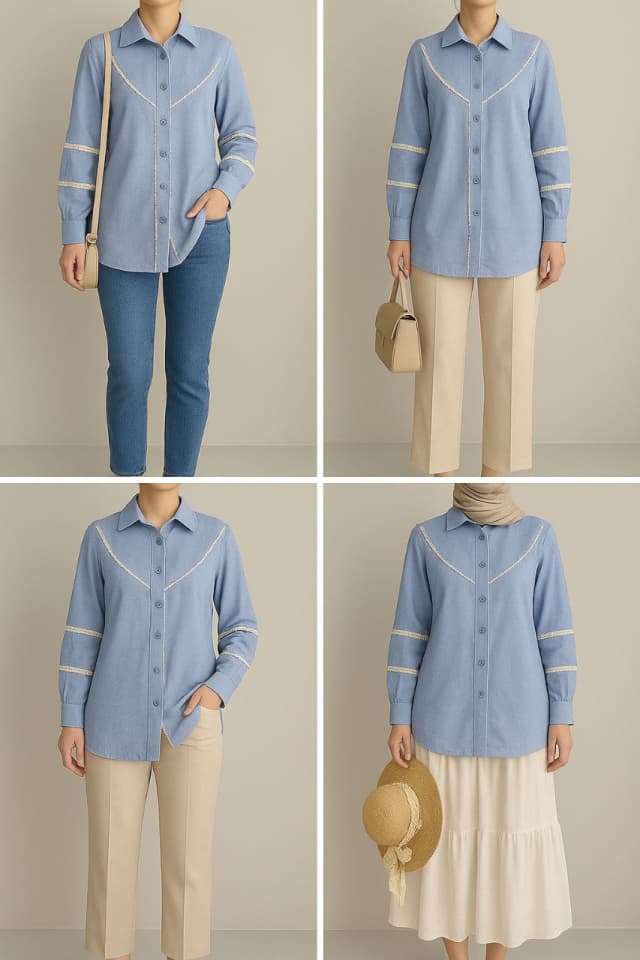 استایلی خاص با شومیز مانتویی لینن با خرج کار کنفی 