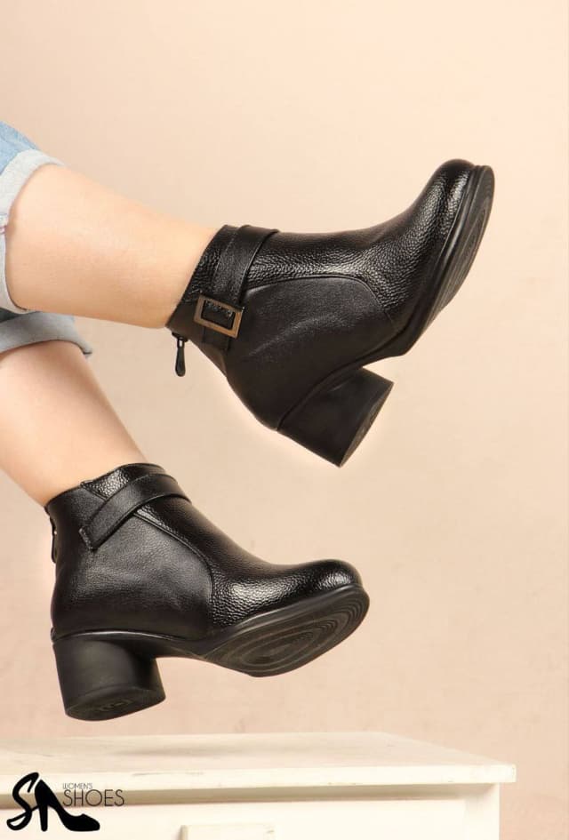 کفش نیم بوت چرم زنانه ds01142