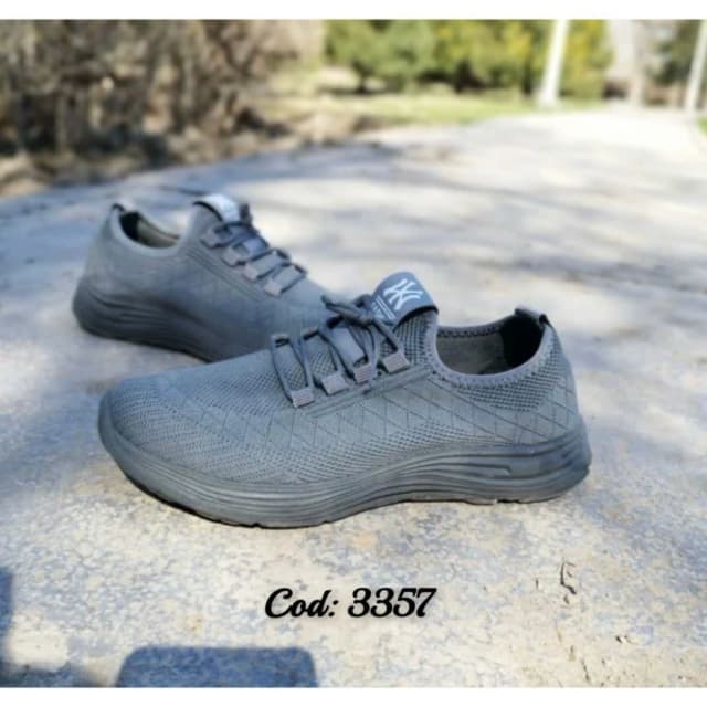 کفش اسپرت کتونی پیاده روی مردانه قابل شستشو جورابی طوسی طرح بندی 3357 با ارسال رایگان